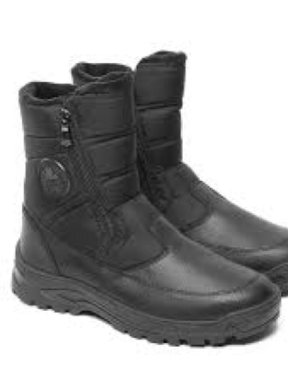 Pajar Mirko Double Zip Black Leather Winter Boots with Ice Grippers
